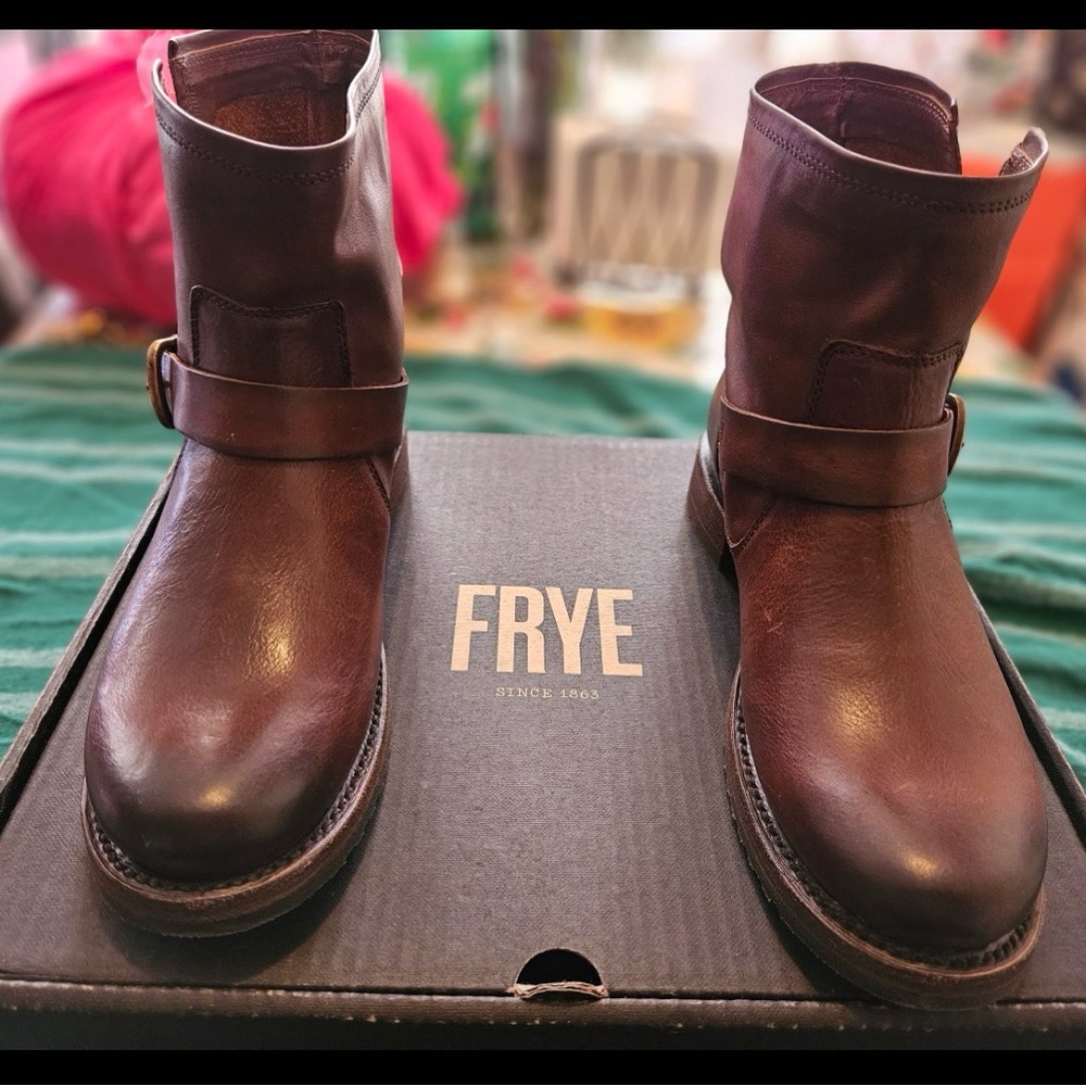 Frye Dark Brown Leather Ankle Boots